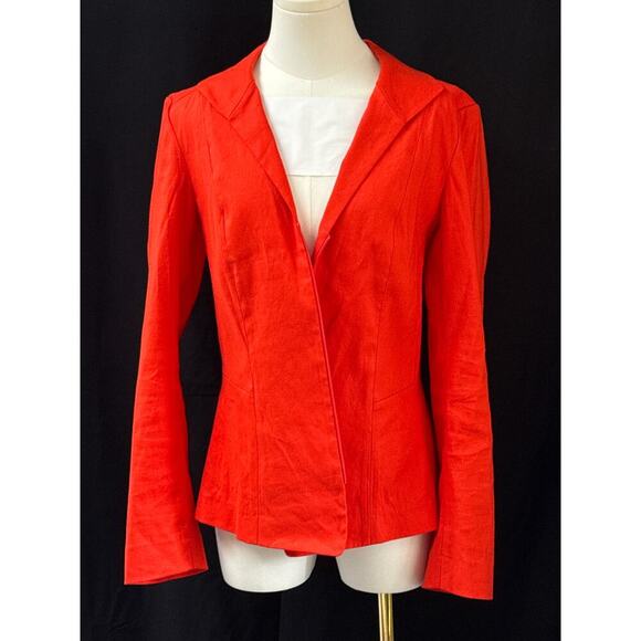 Women’s Lafayette 148 New York Red Zip up Blazer Sz 10 - Picture 1 of 4